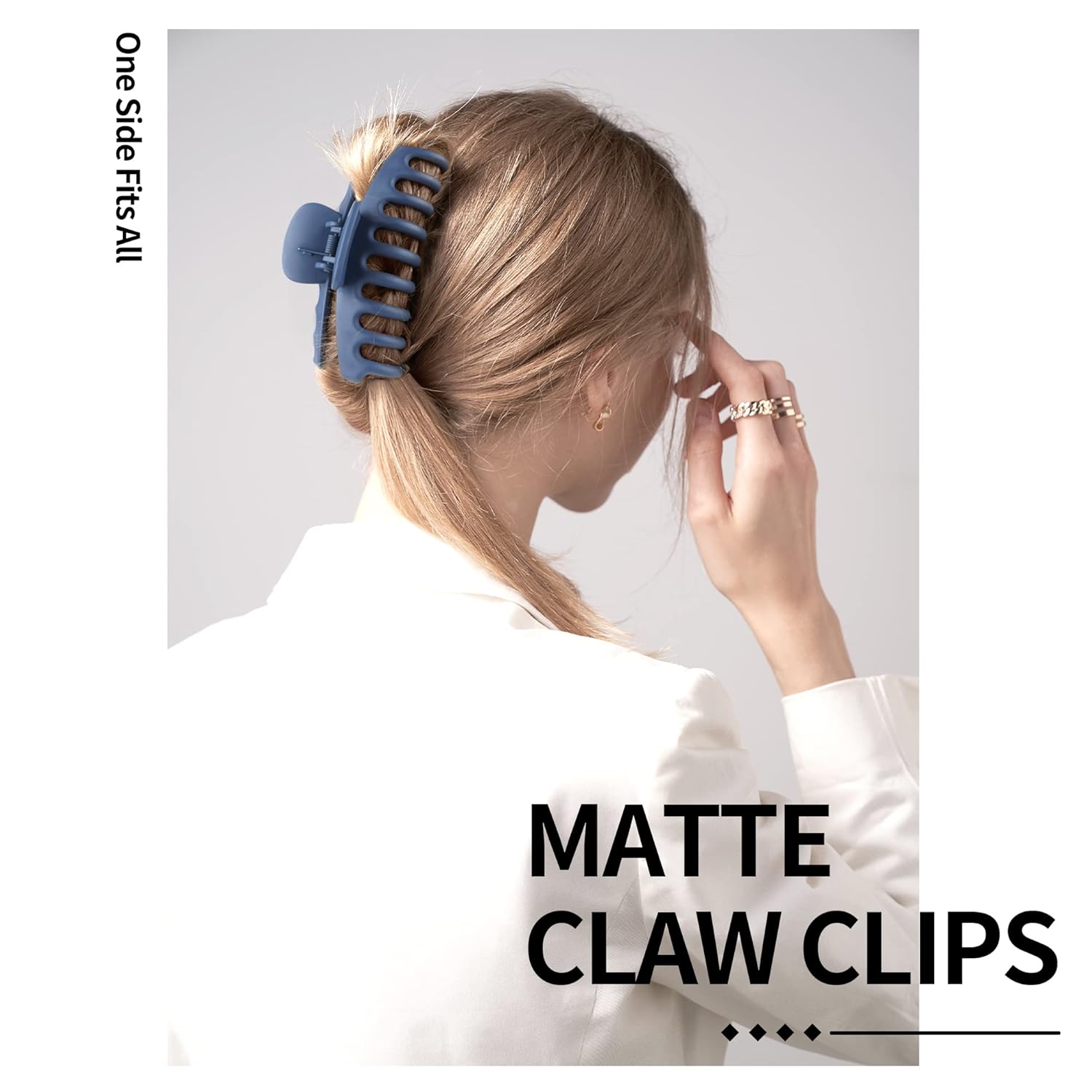 4.3 Inch Large Hair Claw Clips for Thin Thick Curly Hair Big Matte Hairclips Banana Strong Hold Jaw Clip Fashion Hair Accessories for Women and Girls (Nonslip, 8PCS)